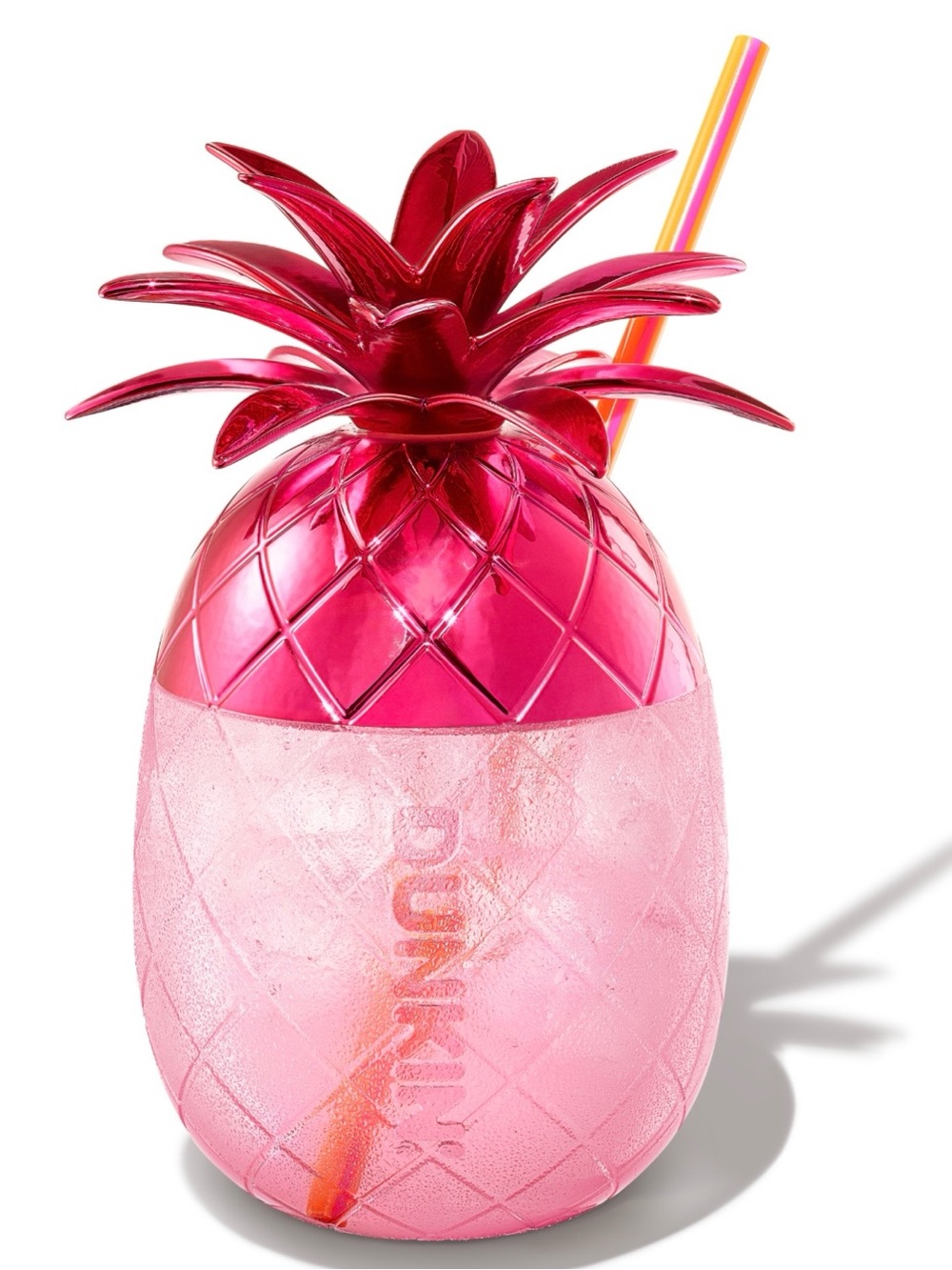 Dunkin Donuts x Barbie Collaboration Pink Pineapple Cup with Straw